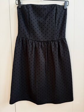 Gap Black Polka Dot Strapless Fit & Flare Dress Sz 4